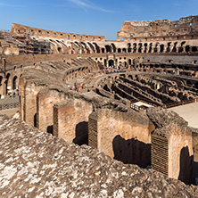 ROME, ITALY - JUNE 24, 2017:  Ancient arena of gladiator Colosseum in city of Rome, Italy