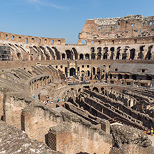 ROME, ITALY - JUNE 24, 2017:  Ancient arena of gladiator Colosseum in city of Rome, Italy