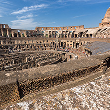 ROME, ITALY - JUNE 24, 2017:  Ancient arena of gladiator Colosseum in city of Rome, Italy