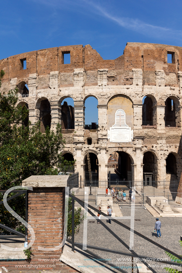 ROME, ITALY - JUNE 24, 2017:  Ancient arena of gladiator Colosseum in city of Rome, Italy