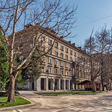 DIMITROVGRAD, BULGARIA - MARCH 15, 2014: Typical street and Building in town of Dimitrovgrad, Haskovo Region, Bulgaria