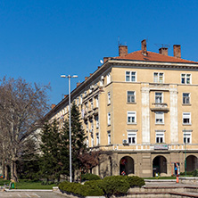 DIMITROVGRAD, BULGARIA - MARCH 15, 2014: Typical street and Building in town of Dimitrovgrad, Haskovo Region, Bulgaria