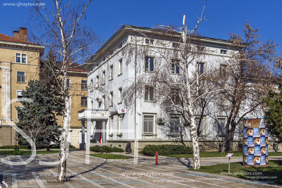 DIMITROVGRAD, BULGARIA - MARCH 15, 2014: Typical street and Building in town of Dimitrovgrad, Haskovo Region, Bulgaria