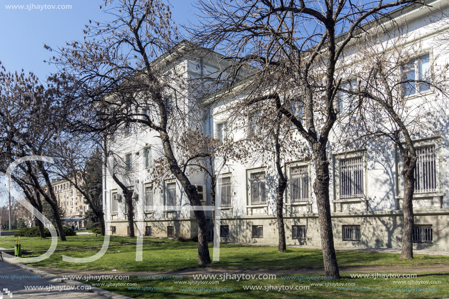 DIMITROVGRAD, BULGARIA - MARCH 15, 2014: Typical street and Building in town of Dimitrovgrad, Haskovo Region, Bulgaria