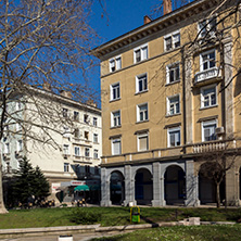 DIMITROVGRAD, BULGARIA - MARCH 15, 2014: Typical street and Building in town of Dimitrovgrad, Haskovo Region, Bulgaria