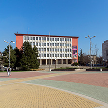DIMITROVGRAD, BULGARIA - MARCH 15, 2014: Typical street and Building in town of Dimitrovgrad, Haskovo Region, Bulgaria