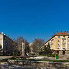 DIMITROVGRAD, BULGARIA - MARCH 15, 2014: Typical street and Building in town of Dimitrovgrad, Haskovo Region, Bulgaria