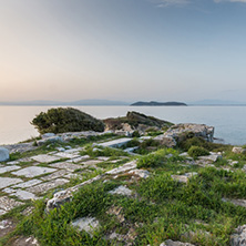 Sunset view on coastline near Thassos town, East Macedonia and Thrace, Greece
