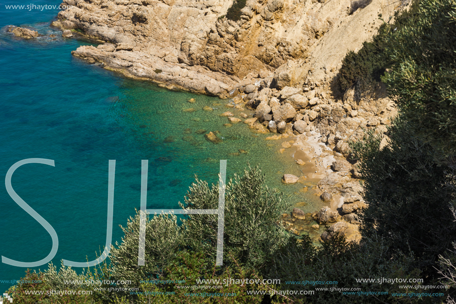 Amazing small beach with blue waters in Thassos island, East Macedonia and Thrace, Greece