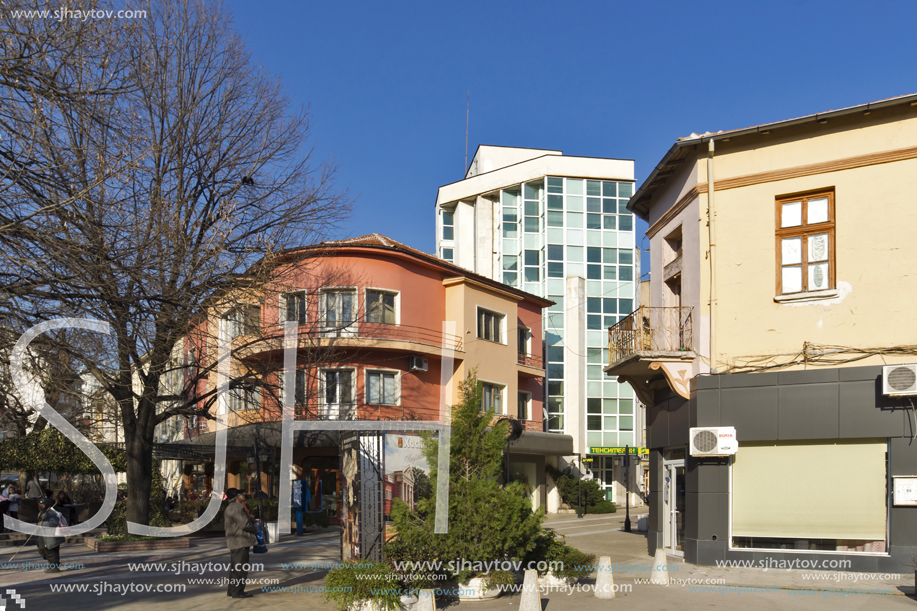 HASKOVO, BULGARIA - MARCH 15, 2014: Pedestrian street in the center of City of Haskovo, Bulgaria