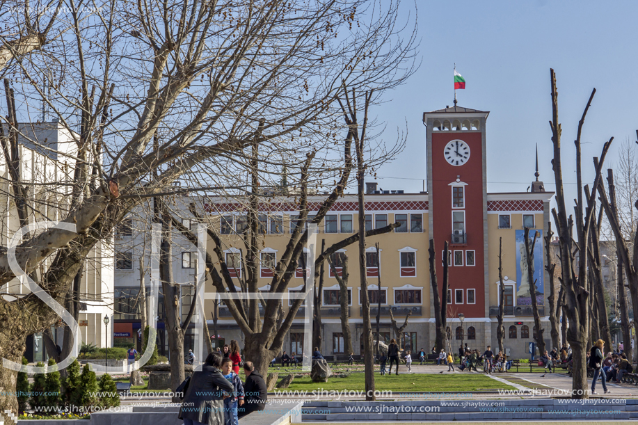 HASKOVO, BULGARIA - MARCH 15, 2014: Building of Town Hall in the center of City of Haskovo, Bulgaria