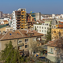 HASKOVO, BULGARIA - MARCH 15, 2014: Amazing panoramic view of City of Haskovo - from Monument of Virgin Mary , Bulgaria