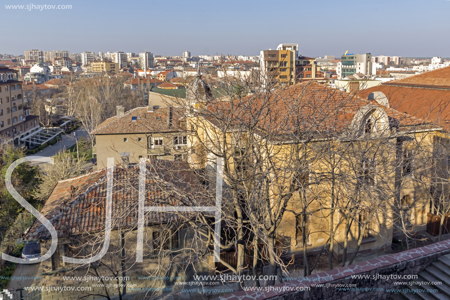 HASKOVO, BULGARIA - MARCH 15, 2014: Amazing panoramic view of City of Haskovo - from Monument of Virgin Mary , Bulgaria