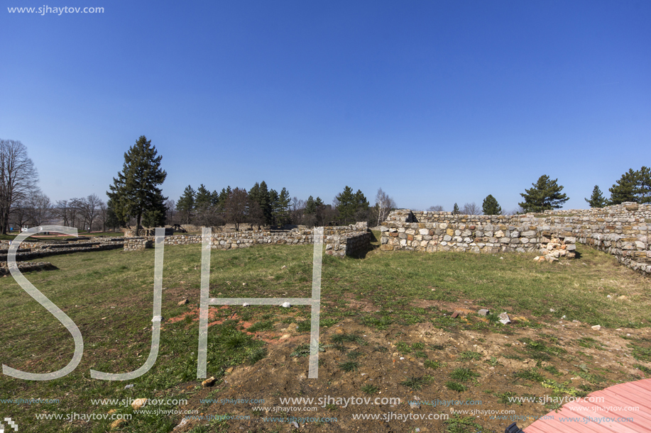 Ruins of the medieval fortress Krakra from the period of First Bulgarian Empire near city of Pernik, Bulgaria