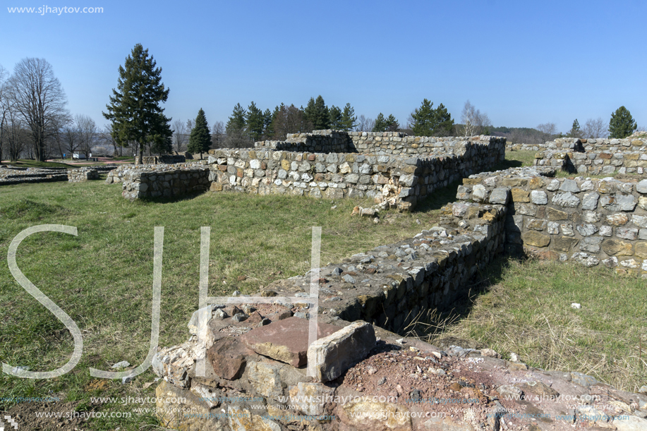 Ruins of the medieval fortress Krakra from the period of First Bulgarian Empire near city of Pernik, Bulgaria