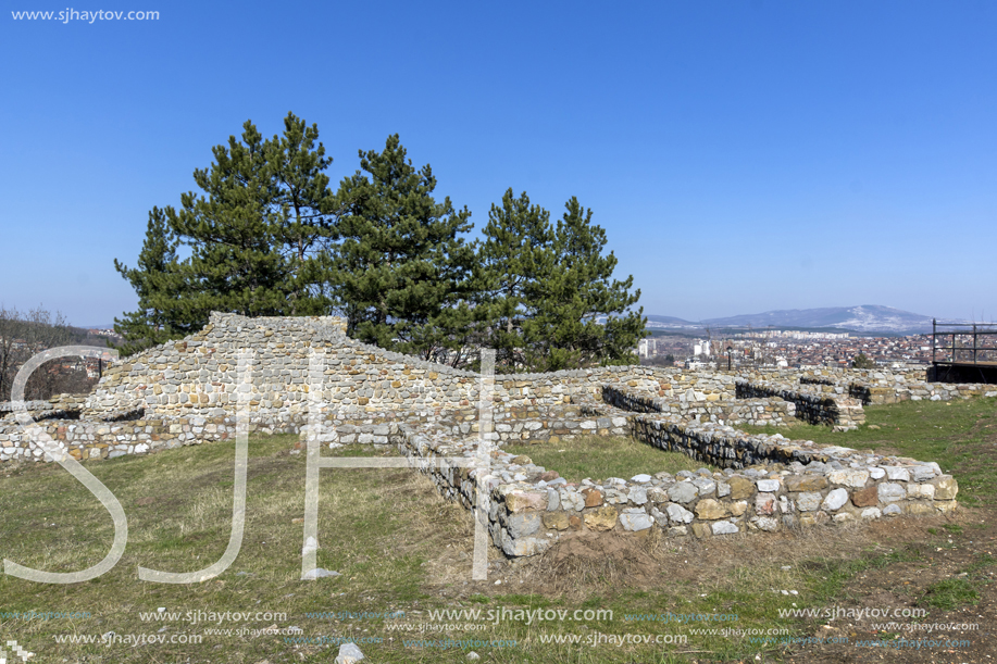 Ruins of the medieval fortress Krakra from the period of First Bulgarian Empire near city of Pernik, Bulgaria