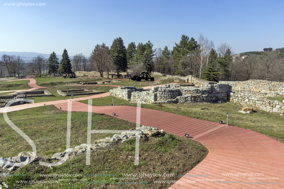 Ruins of the medieval fortress Krakra from the period of First Bulgarian Empire near city of Pernik, Bulgaria