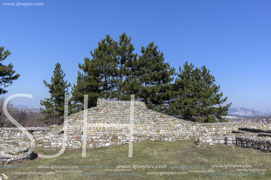 Ruins of the medieval fortress Krakra from the period of First Bulgarian Empire near city of Pernik, Bulgaria