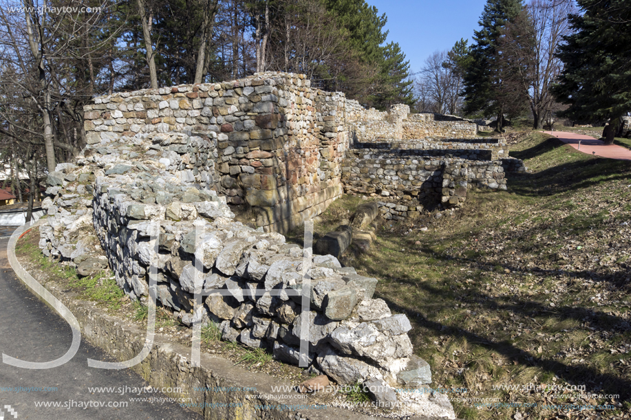 Ruins of the medieval fortress Krakra from the period of First Bulgarian Empire near city of Pernik, Bulgaria