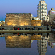 MADRID, SPAIN - JANUARY 21, 2018:  Sunset view of Temple of Debod in City of Madrid, Spain