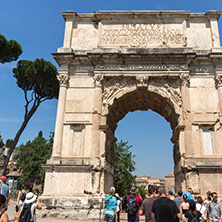 ROME, ITALY - JUNE 24, 2017: Arch of Titus in Roman Forum in city of Rome, Italy