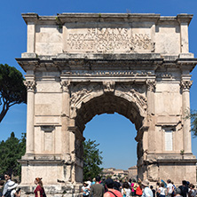 ROME, ITALY - JUNE 24, 2017: Arch of Titus in Roman Forum in city of Rome, Italy
