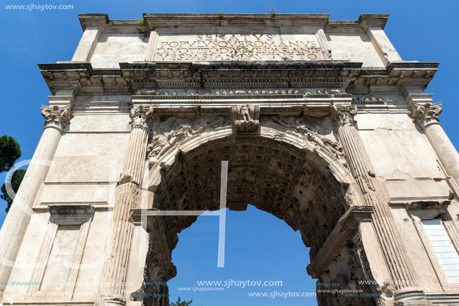 ROME, ITALY - JUNE 24, 2017: Arch of Titus in Roman Forum in city of Rome, Italy