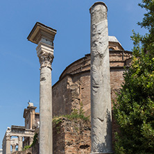 ROME, ITALY - JUNE 24, 2017: Temple Of Romulus in Roman Forum in city of Rome, Italy