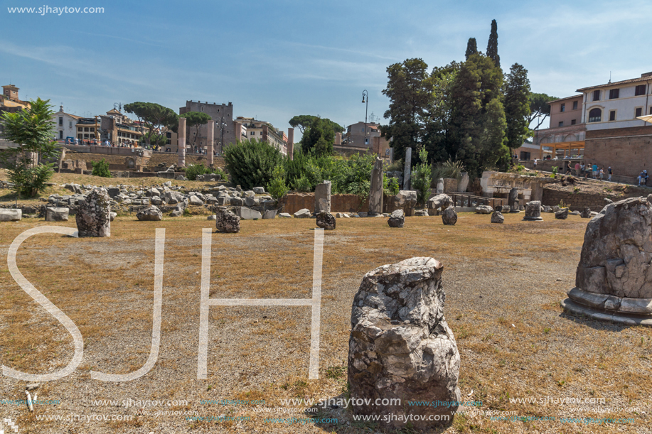 ROME, ITALY - JUNE 24, 2017: Panoramic view of Roman Forum in city of Rome, Italy