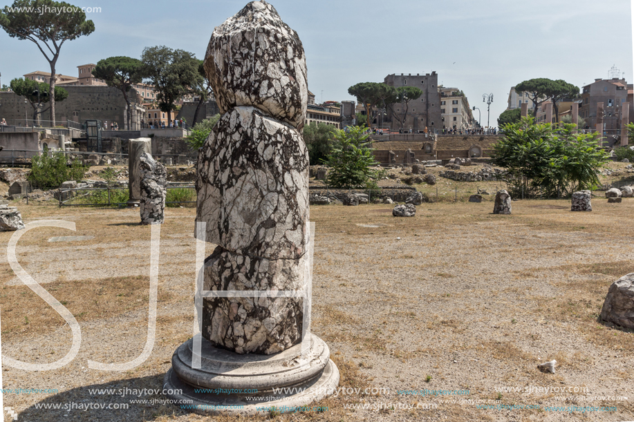 ROME, ITALY - JUNE 24, 2017: Panoramic view of Roman Forum in city of Rome, Italy