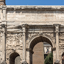 ROME, ITALY - JUNE 24, 2017: Septimius Severus Arch at Roman Forum in city of Rome, Italy