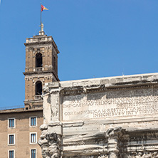 ROME, ITALY - JUNE 24, 2017: Septimius Severus Arch at Roman Forum in city of Rome, Italy