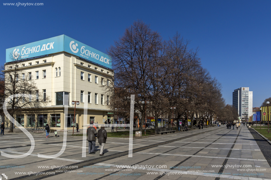 PERNIK, BULGARIA - MARCH 12, 2014:  Panoramic view of center of city of Pernik, Bulgaria