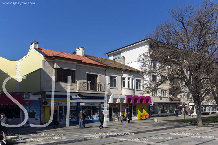 PERNIK, BULGARIA - MARCH 12, 2014:  Panoramic view of center of city of Pernik, Bulgaria