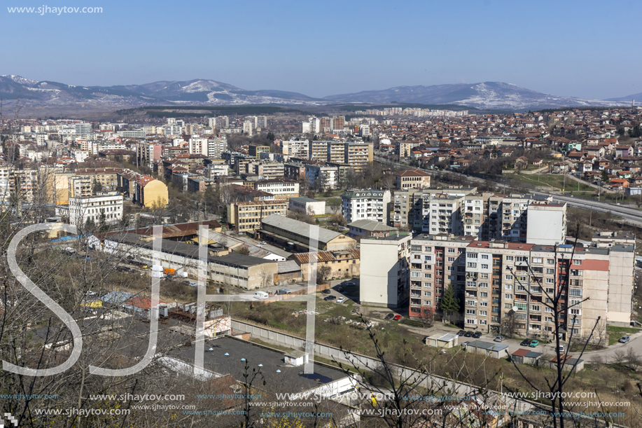 PERNIK, BULGARIA - MARCH 12, 2014: Panoramic view of city of Pernik, Bulgaria