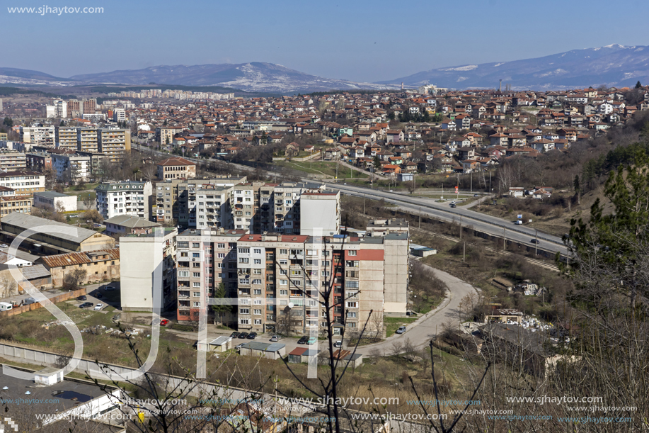 PERNIK, BULGARIA - MARCH 12, 2014: Panoramic view of city of Pernik, Bulgaria