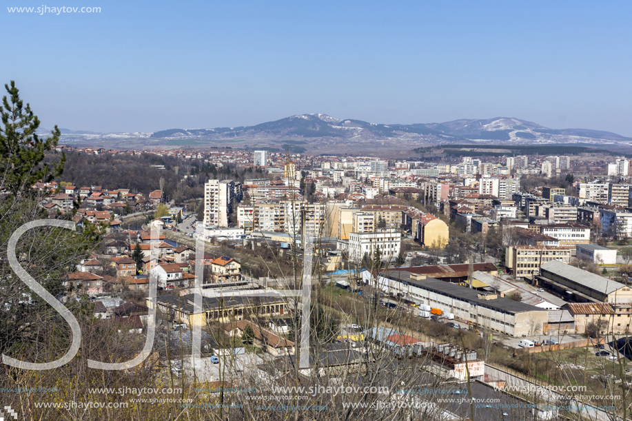 PERNIK, BULGARIA - MARCH 12, 2014: Panoramic view of city of Pernik, Bulgaria