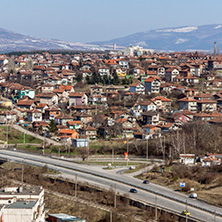 PERNIK, BULGARIA - MARCH 12, 2014: Panoramic view of city of Pernik, Bulgaria