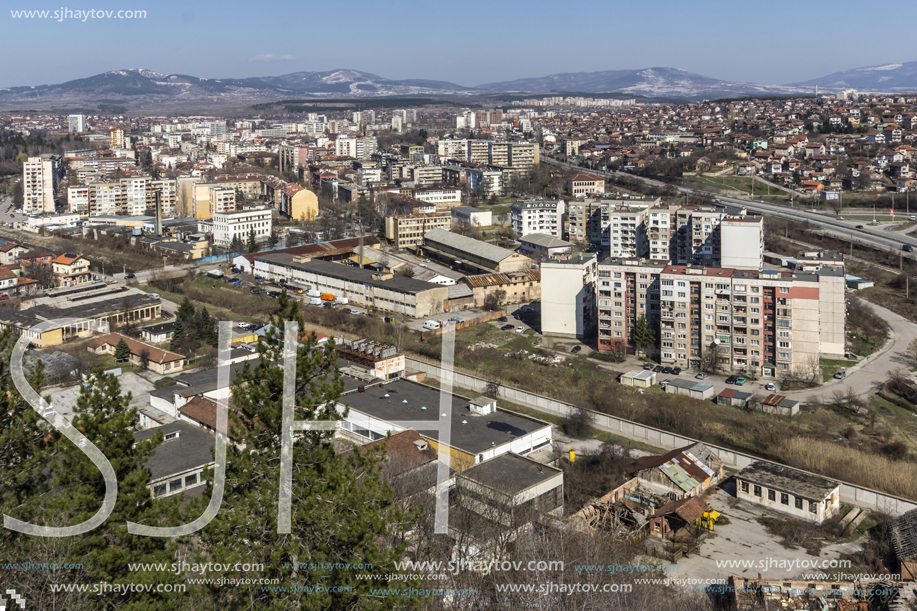 PERNIK, BULGARIA - MARCH 12, 2014: Panoramic view of city of Pernik, Bulgaria