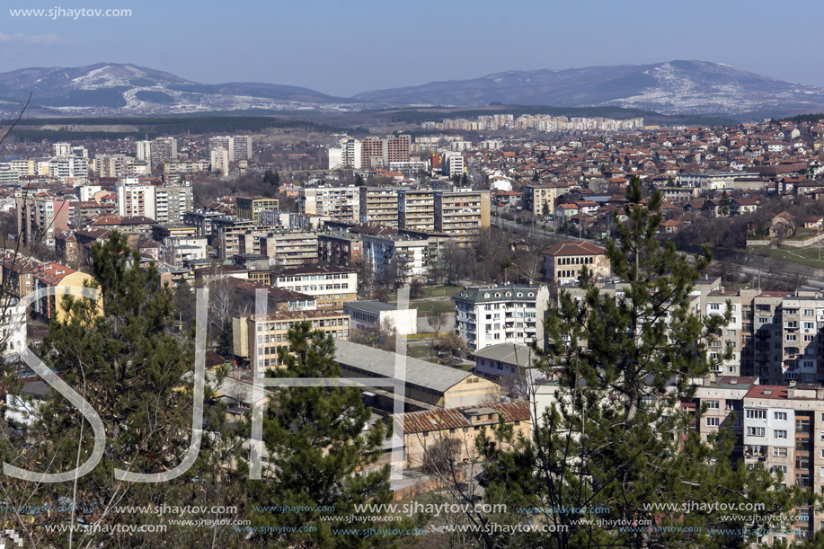 PERNIK, BULGARIA - MARCH 12, 2014: Panoramic view of city of Pernik, Bulgaria