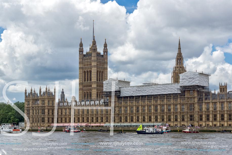 LONDON, ENGLAND - JUNE 15 2016:  Houses of Parliament at Westminster, London, England, Great Britain