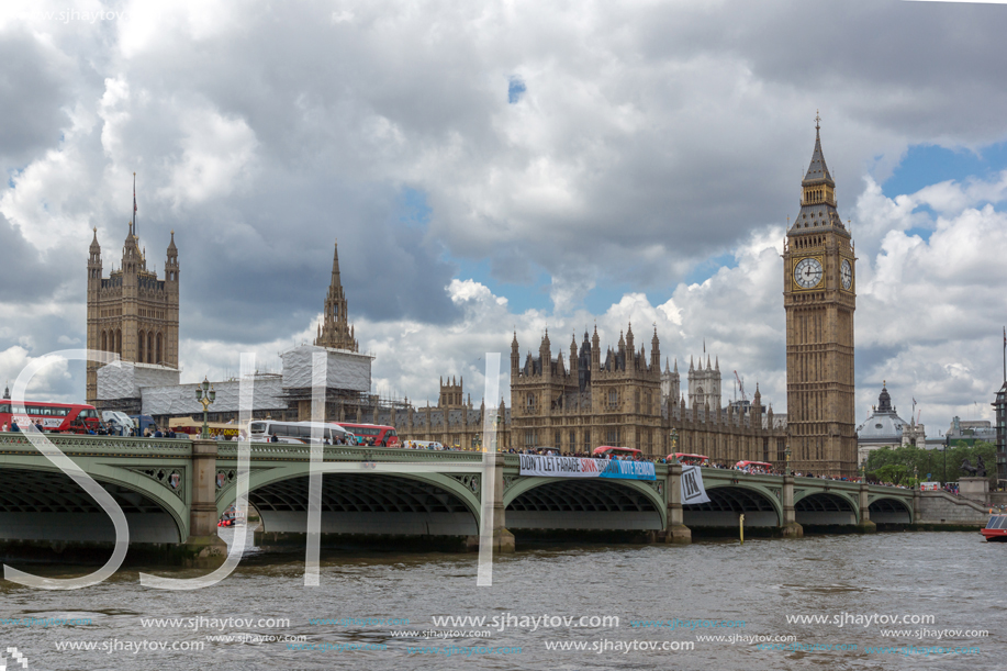 LONDON, ENGLAND - JUNE 15 2016:  Houses of Parliament at Westminster, London, England, Great Britain