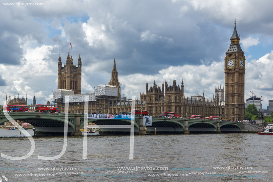 LONDON, ENGLAND - JUNE 15 2016: Houses of Parliament at Westminster, London, England, Great Britain