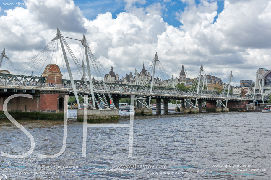 LONDON, ENGLAND - JUNE 15 2016:  Panoramic view of Thames river and City of London, Great Britain