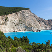 Amazing seascape of blue waters of Porto Katsiki Beach, Lefkada, Ionian Islands, Greece
