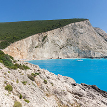 Amazing seascape of blue waters of Porto Katsiki Beach, Lefkada, Ionian Islands, Greece