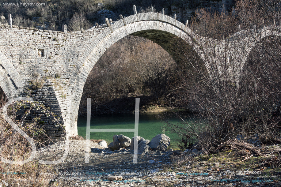 Amazing landscape of Plakidas Bridge, Pindus Mountains, Zagori, Epirus, Greece