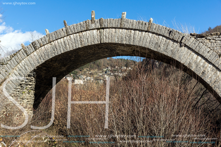 Amazing landscape of Plakidas Bridge, Pindus Mountains, Zagori, Epirus, Greece