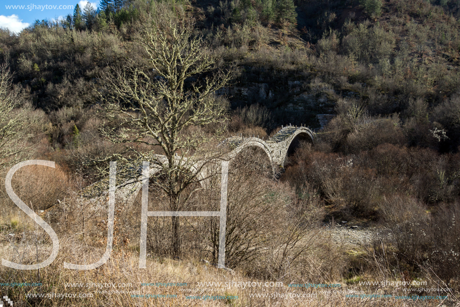 Amazing landscape of Plakidas Bridge, Pindus Mountains, Zagori, Epirus, Greece