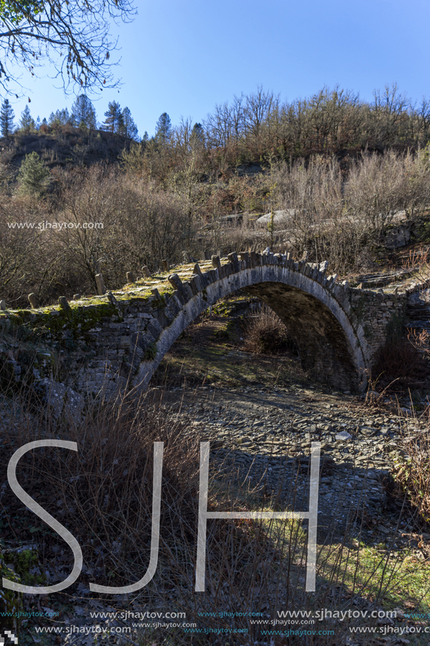 Amazing landscape of Captains Arkoudas Bridge, Pindus Mountains, Zagori, Epirus, Greece